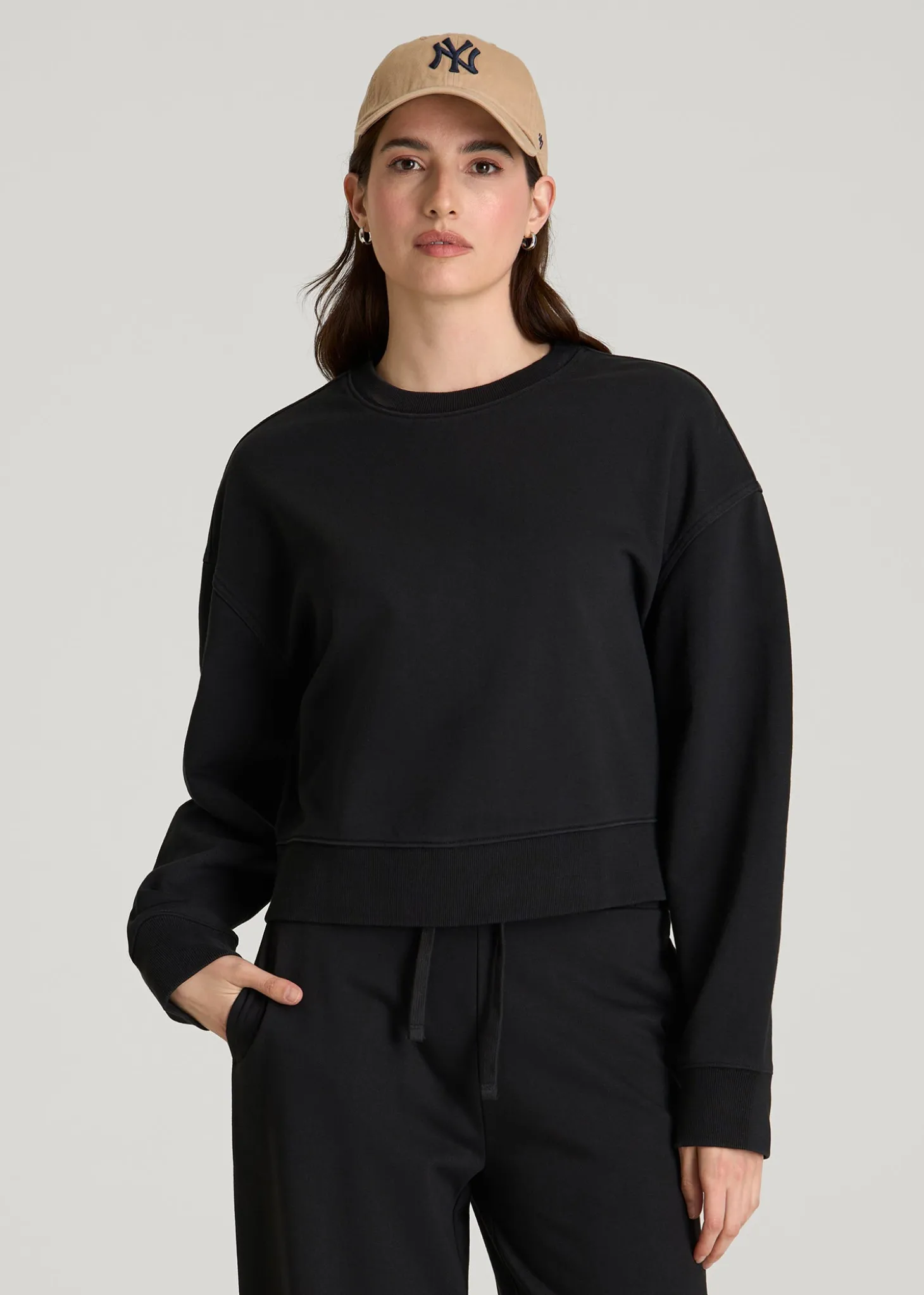 French Terry Cropped Crew for Tall Women