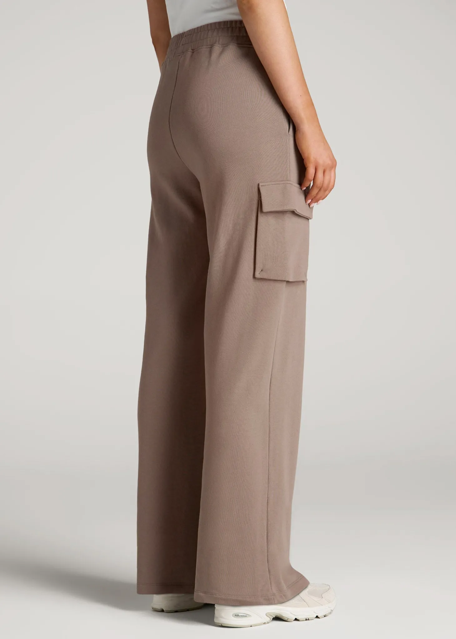 French Terry Wide Leg Cargo Sweatpants for Tall Women