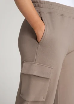 French Terry Wide Leg Cargo Sweatpants for Tall Women