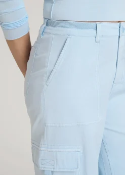 Garment Dyed Wide Leg Cargo Pants for Tall Women