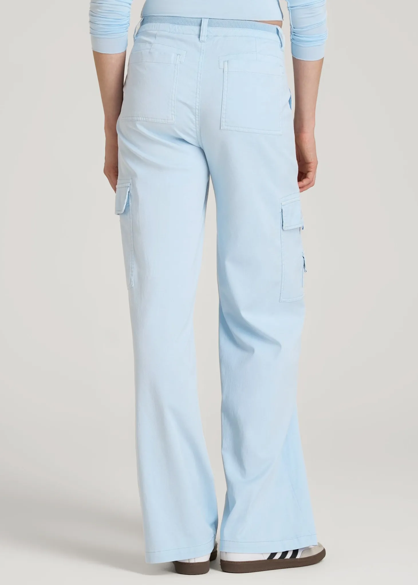 Garment Dyed Wide Leg Cargo Pants for Tall Women
