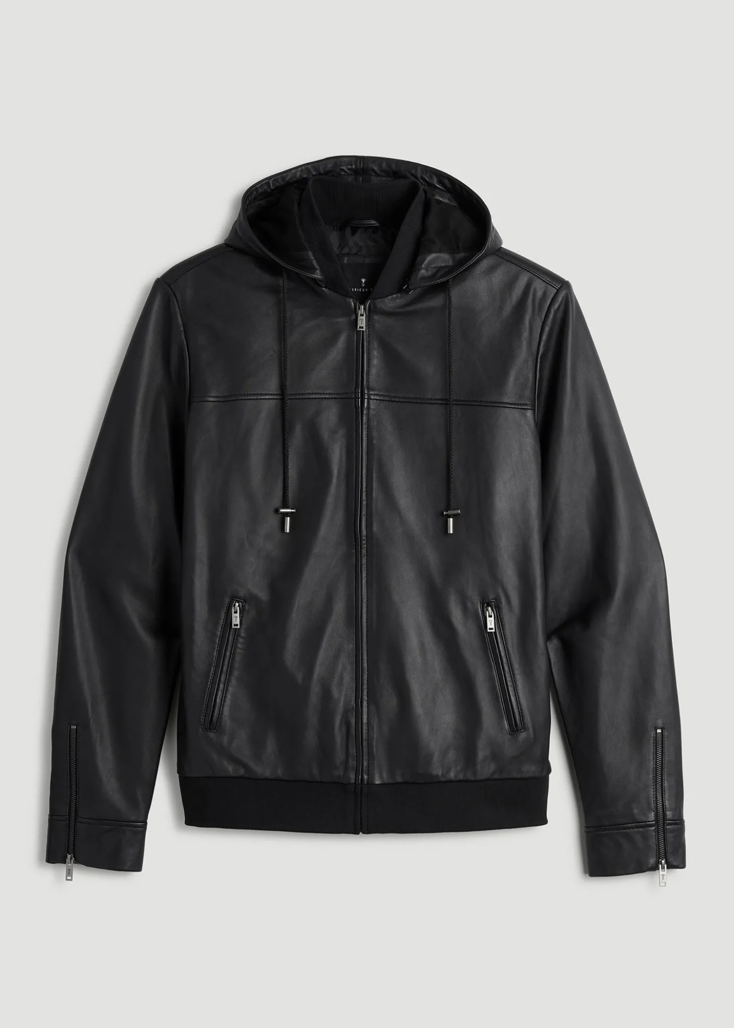 Genuine Leather Hooded Bomber for Tall Men