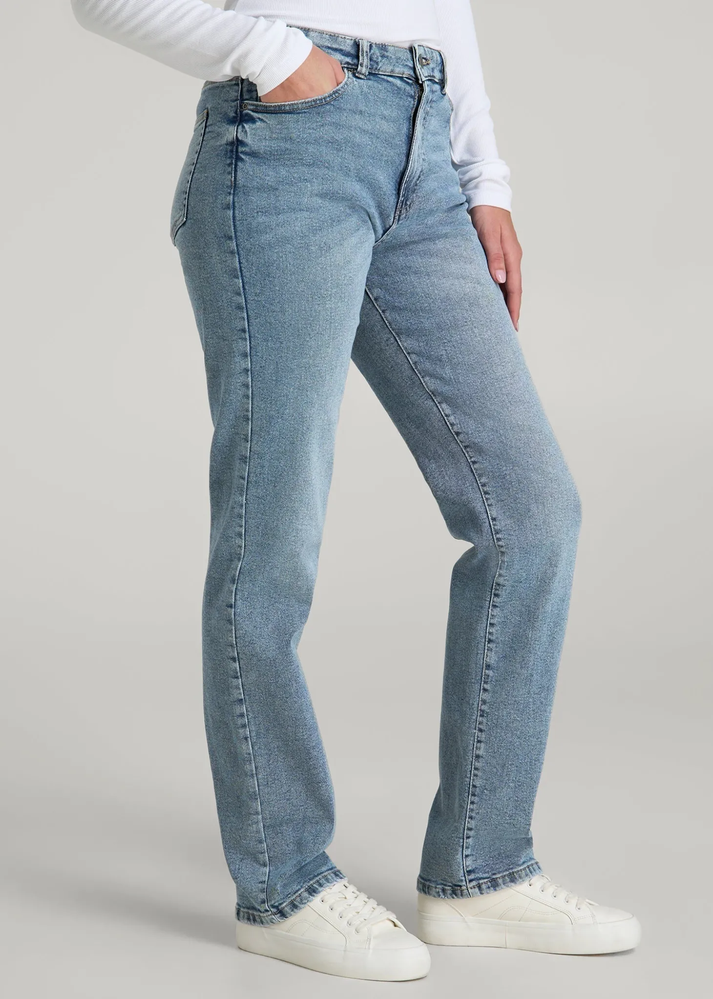 Harper High-Rise Straight Stretch Jeans for Tall Women