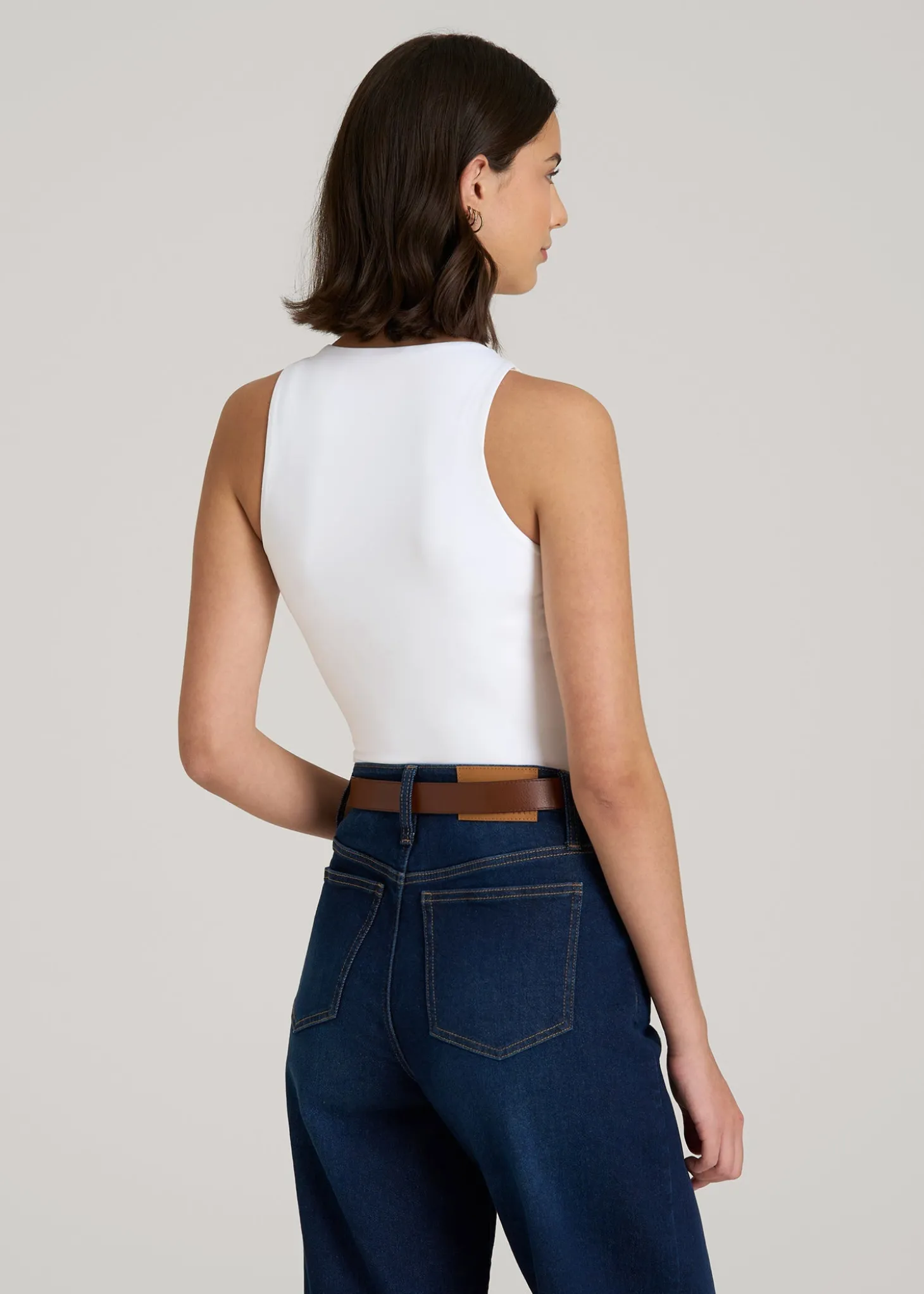 High Crewneck Sleeveless Bodysuit for Tall Women