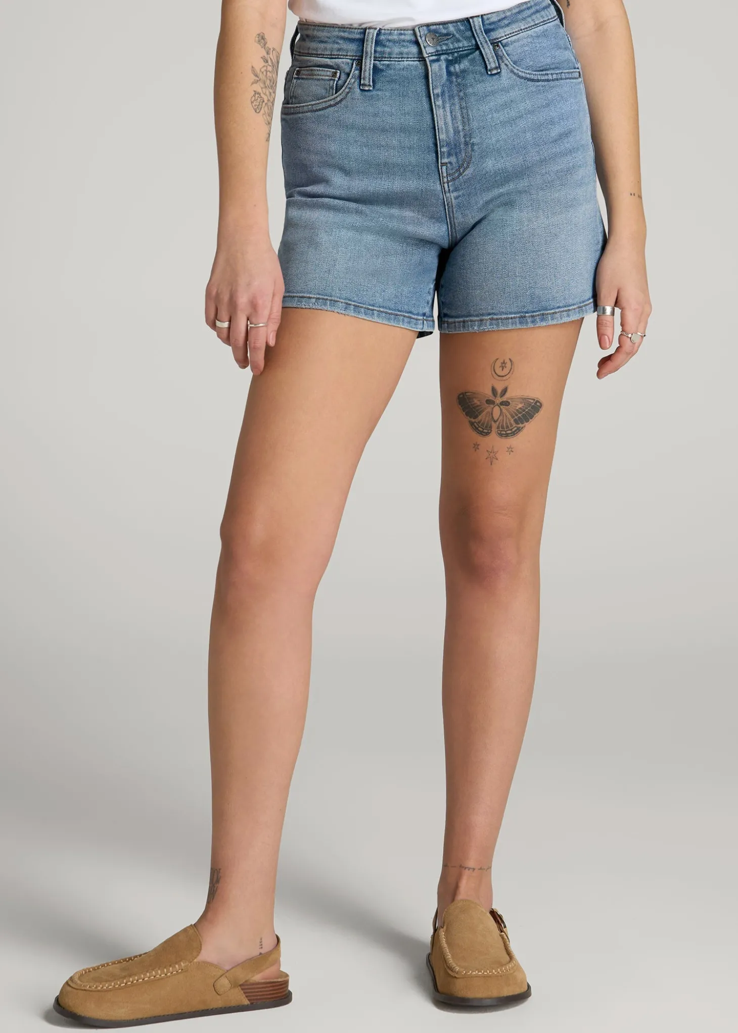 High Rise Denim Shorts for Tall Women