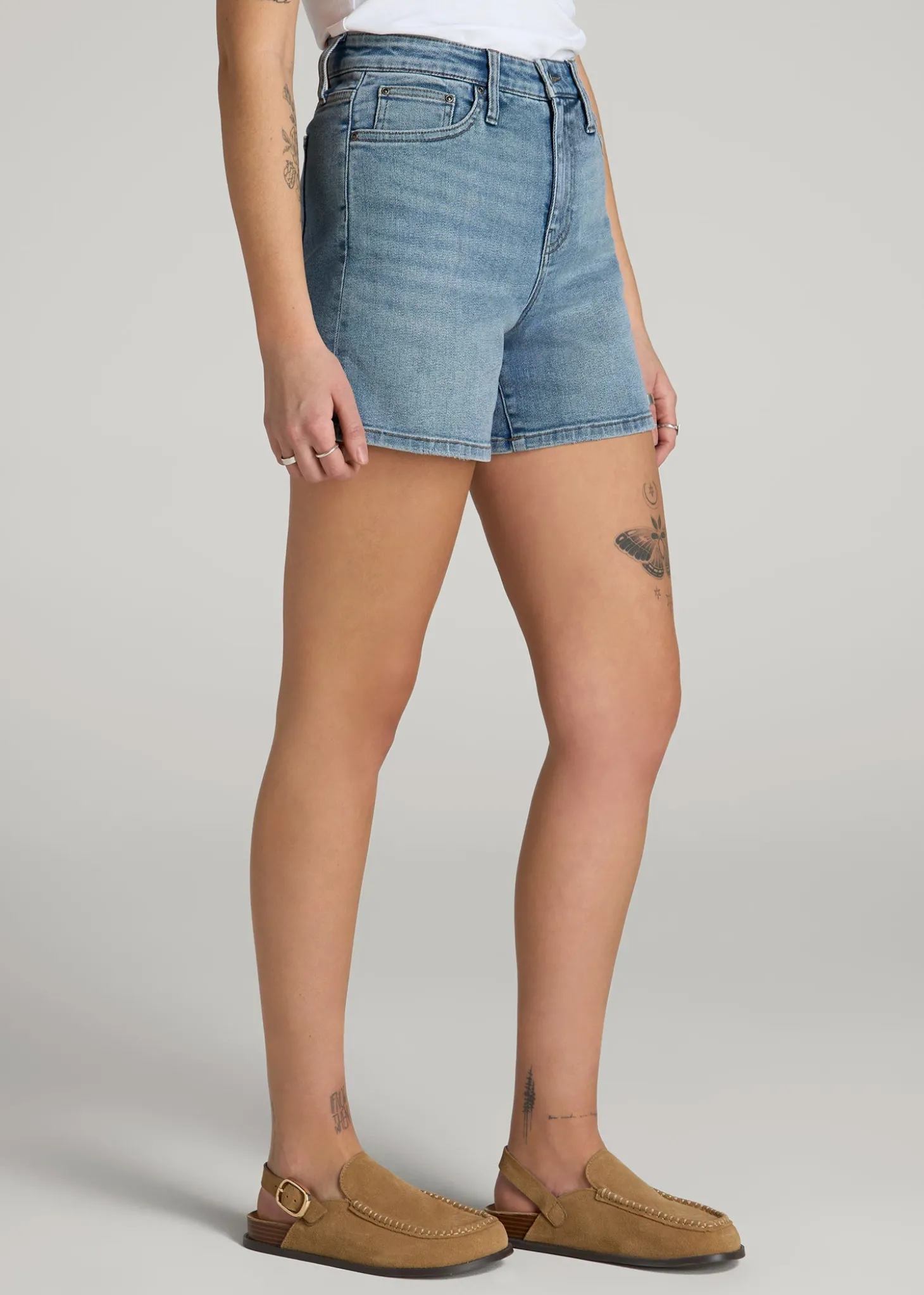 High Rise Denim Shorts for Tall Women