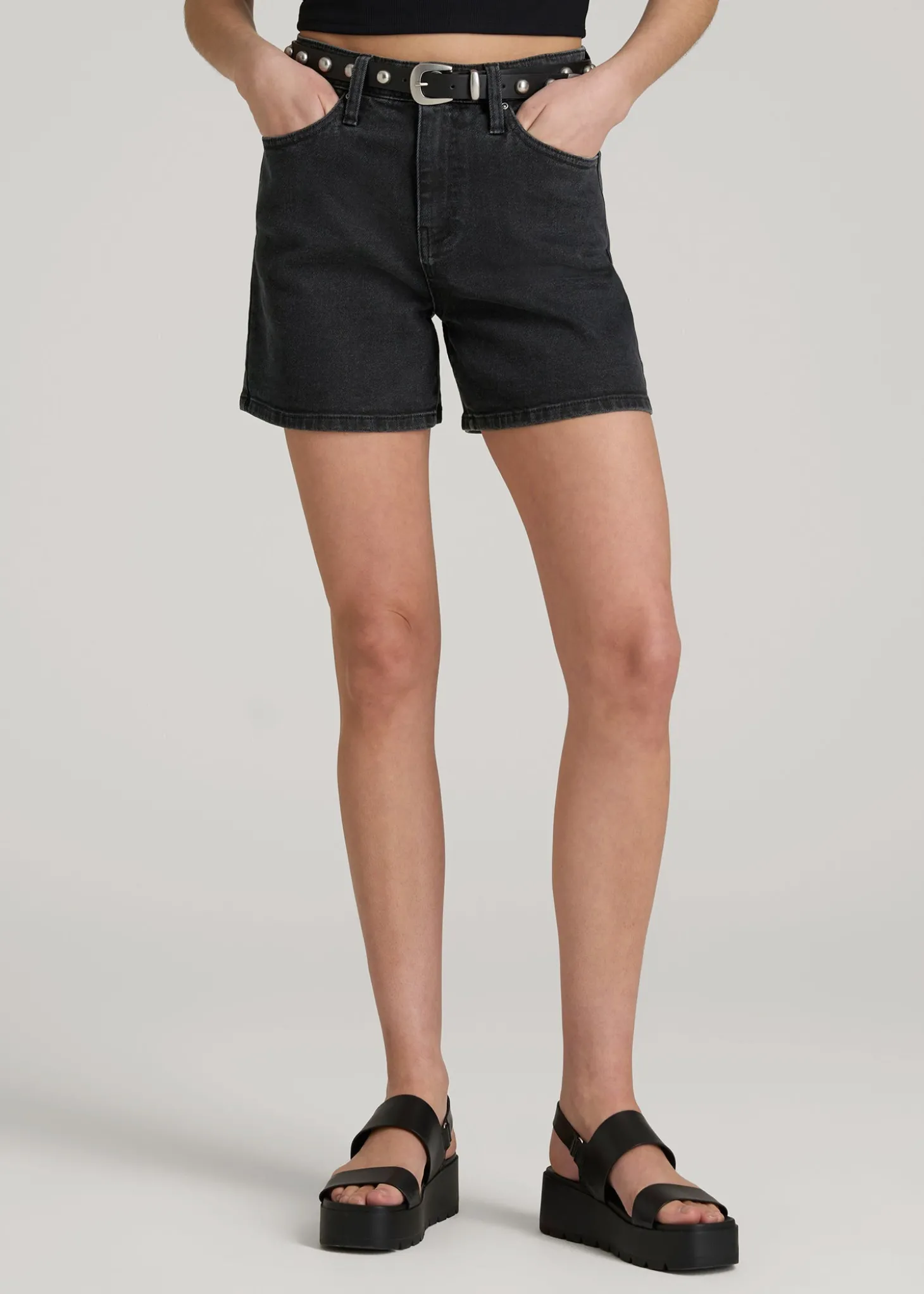 High Rise Denim Shorts for Tall Women