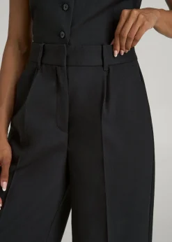 High-Rise Wide-Leg Pleated Dress Pants for Tall Women