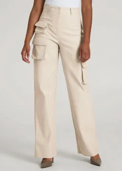 High-Waist Flat Front Cargo Pants for Tall Women