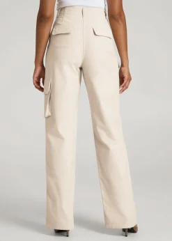 High-Waist Flat Front Cargo Pants for Tall Women