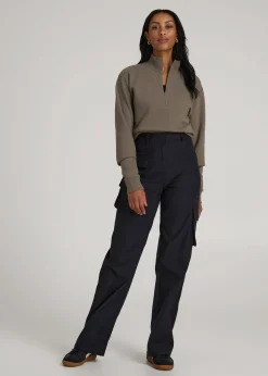 High-Waist Flat Front Cargo Pants for Tall Women
