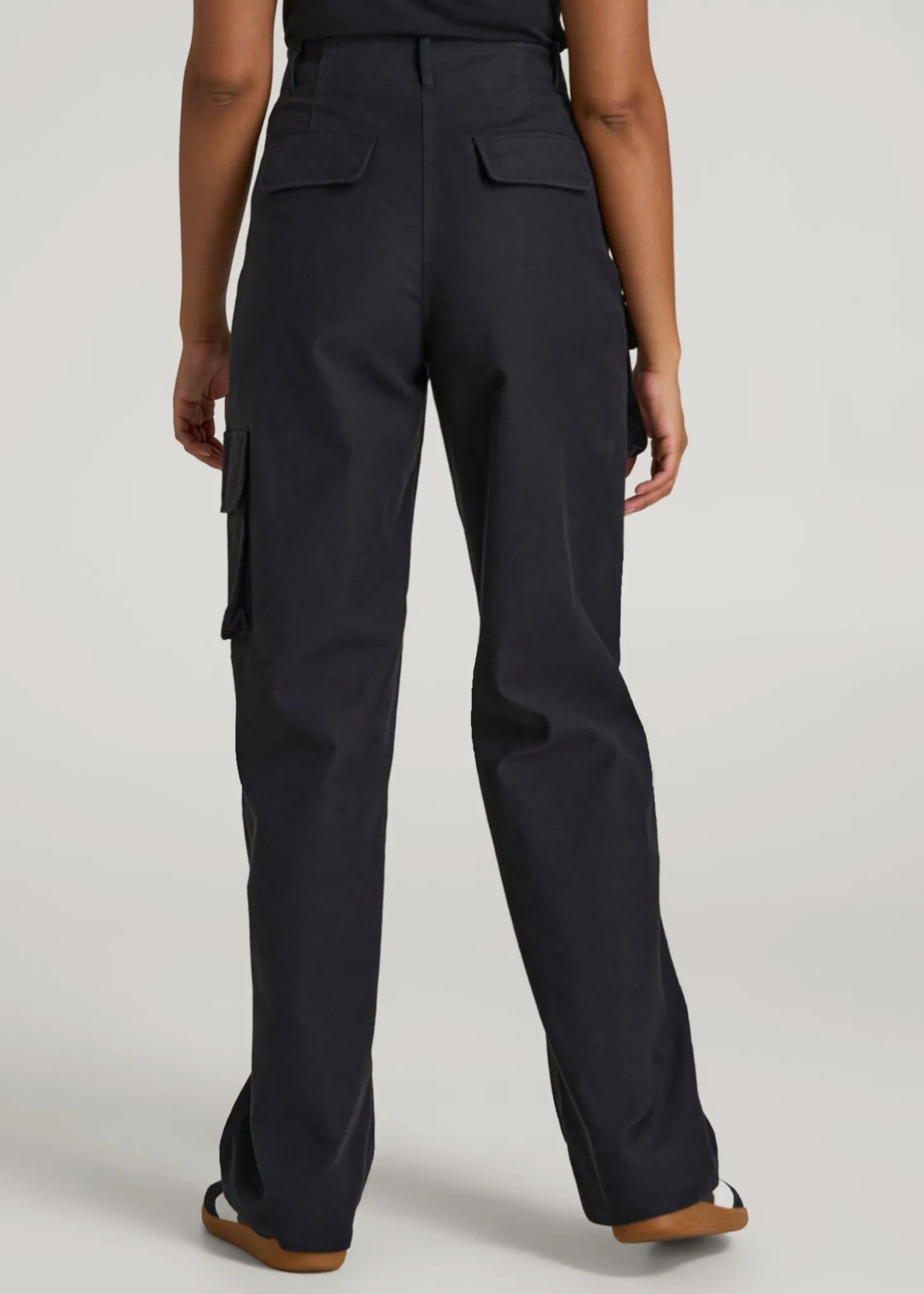High-Waist Flat Front Cargo Pants for Tall Women