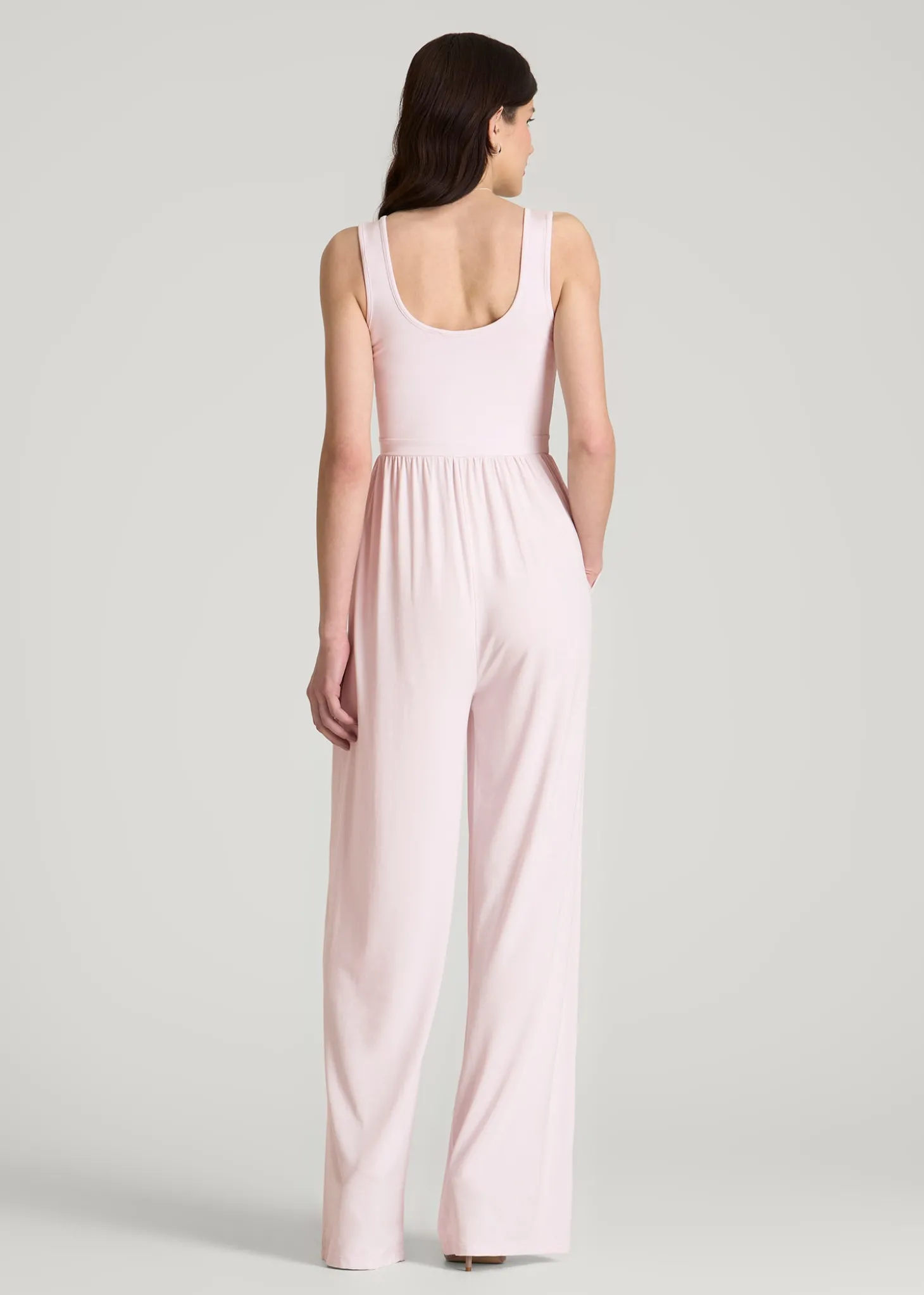 Jersey Tank Wide-Leg Jumpsuit with Pockets for Tall Women