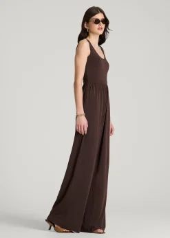 Jersey Tank Wide-Leg Jumpsuit with Pockets for Tall Women