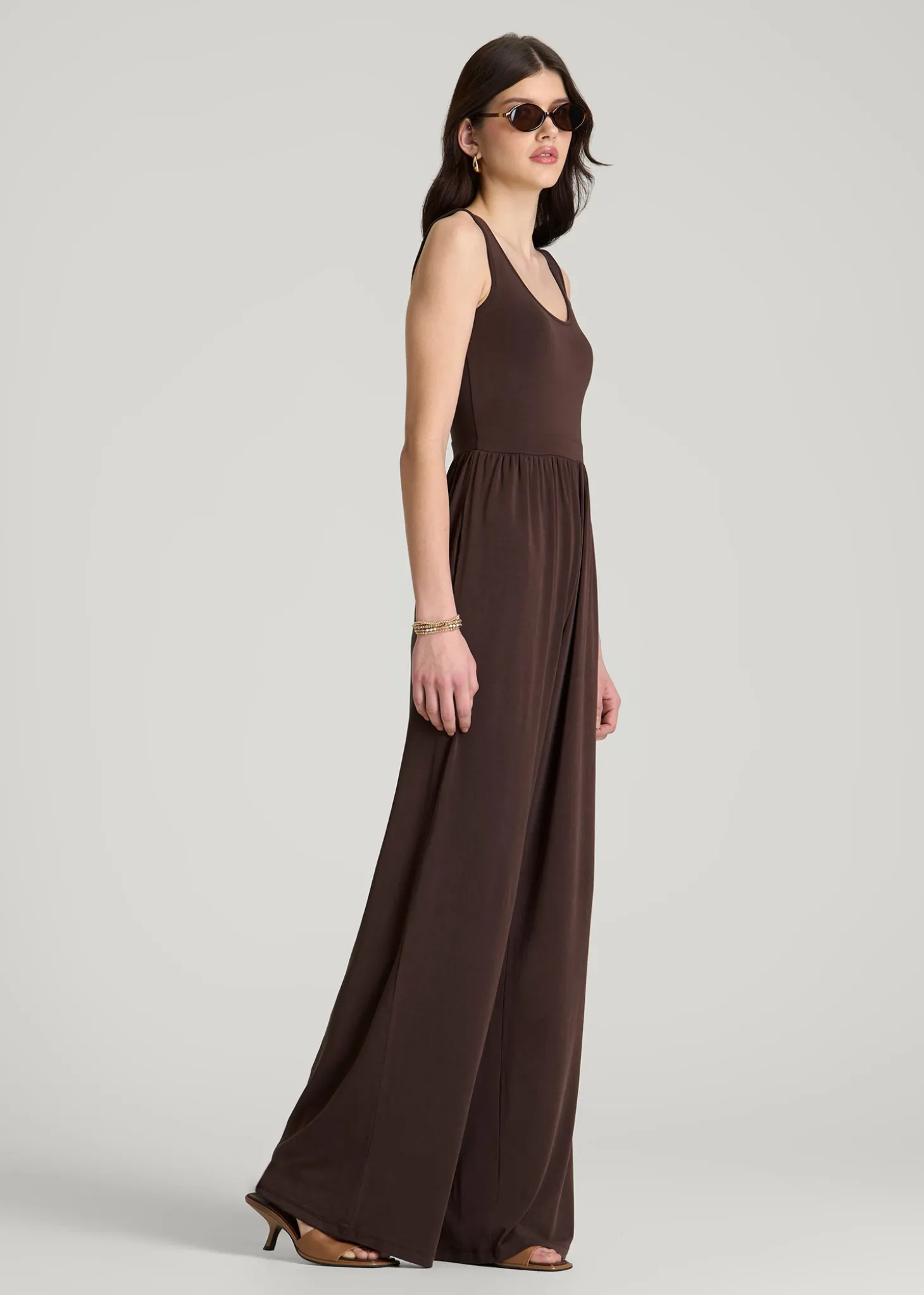 Jersey Tank Wide-Leg Jumpsuit with Pockets for Tall Women