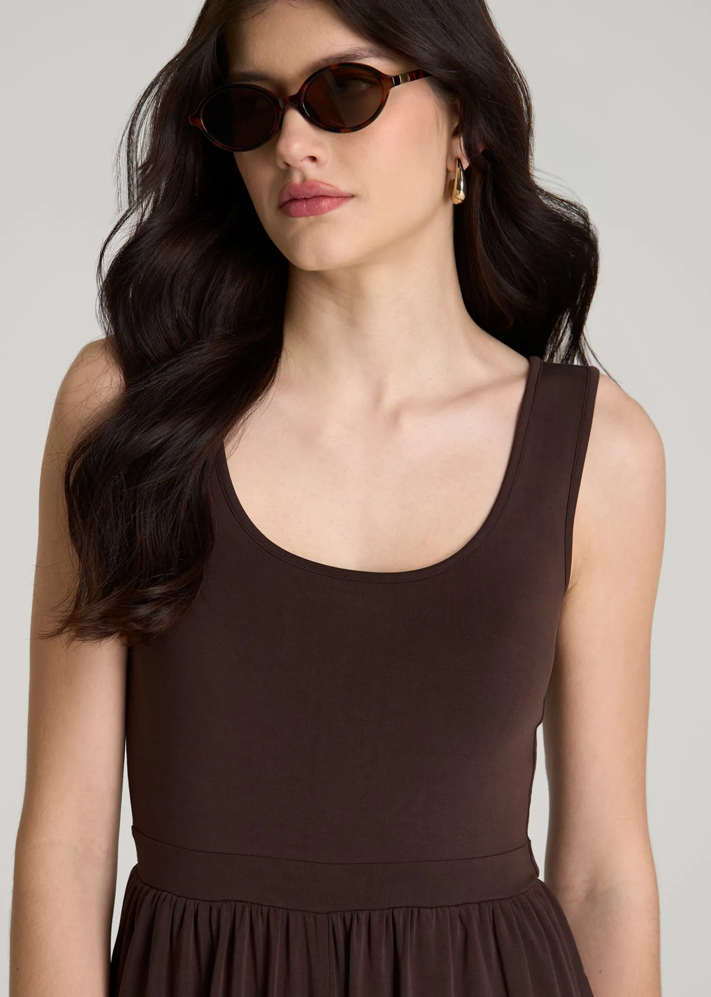 Jersey Tank Wide-Leg Jumpsuit with Pockets for Tall Women