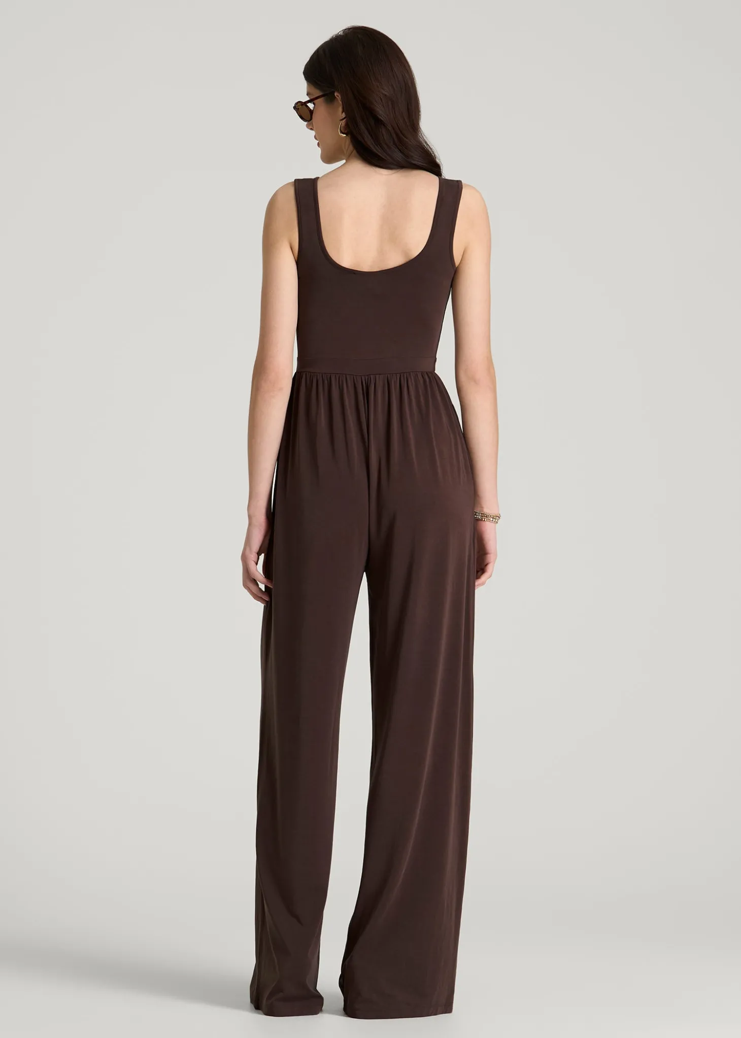 Jersey Tank Wide-Leg Jumpsuit with Pockets for Tall Women