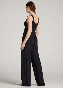 Jersey Tank Wide-Leg Jumpsuit with Pockets for Tall Women