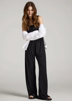 Jersey Tank Wide-Leg Jumpsuit with Pockets for Tall Women