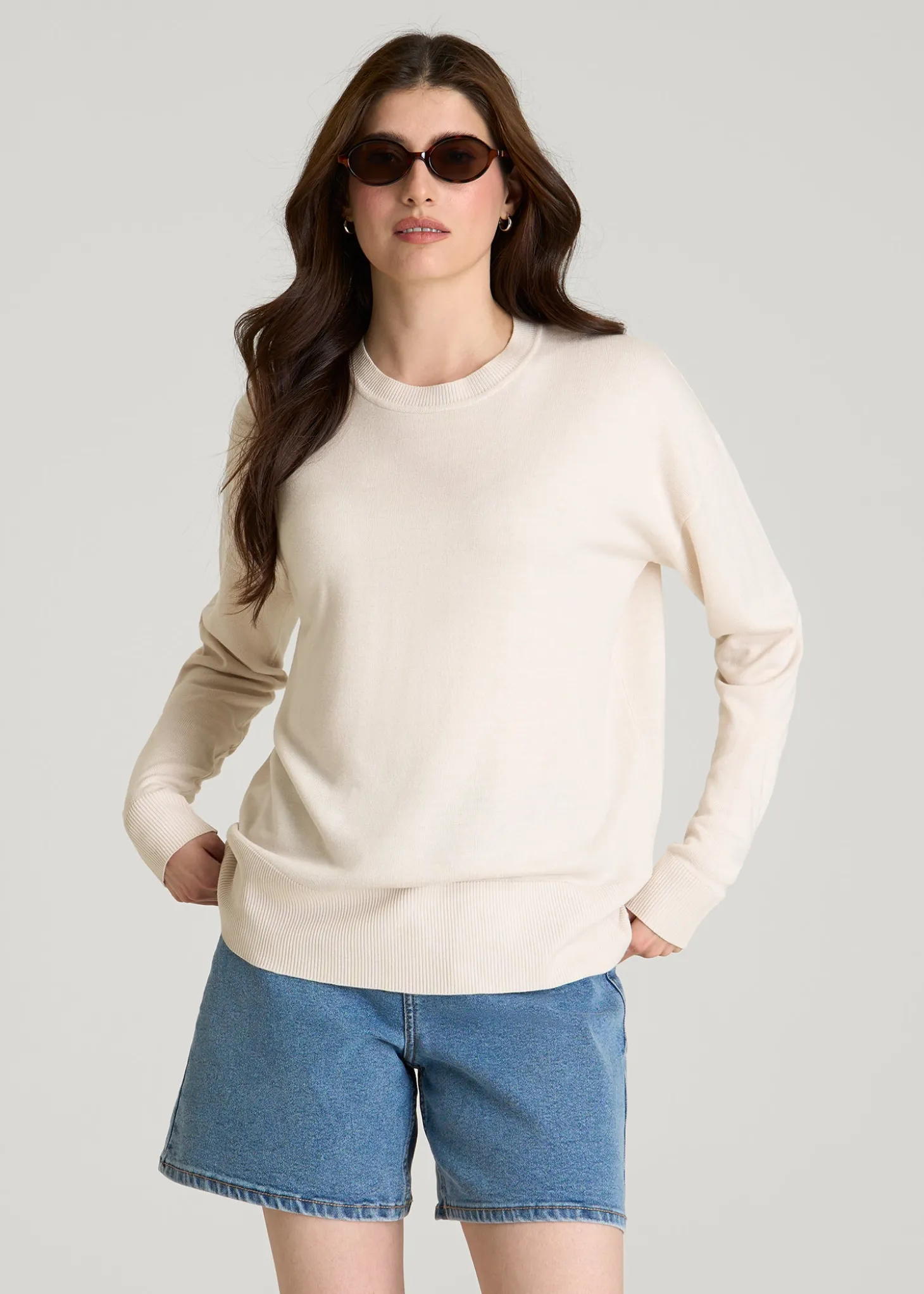 Linen Blend Knit Crewneck for Tall Women