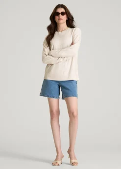 Linen Blend Knit Crewneck for Tall Women