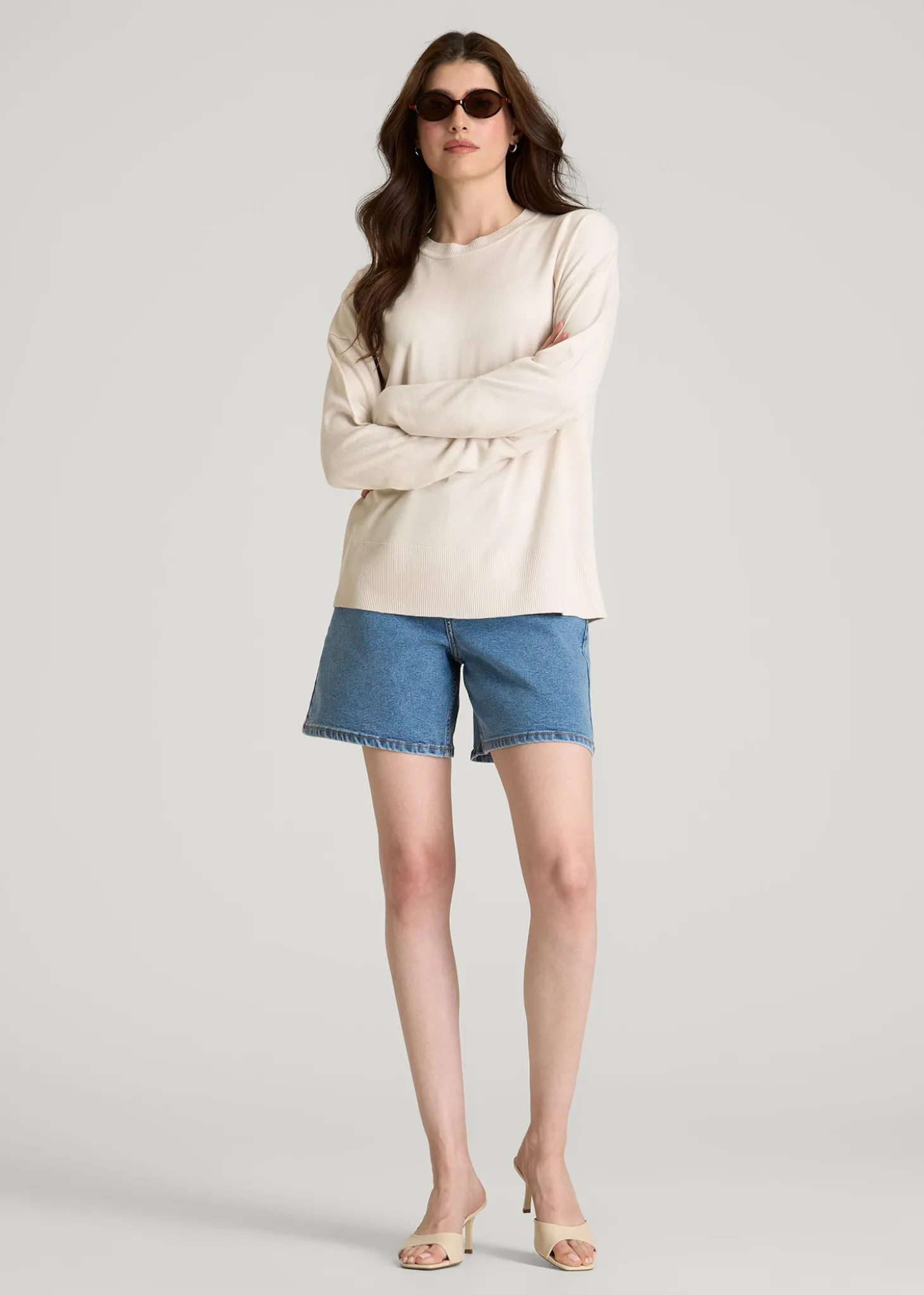 Linen Blend Knit Crewneck for Tall Women