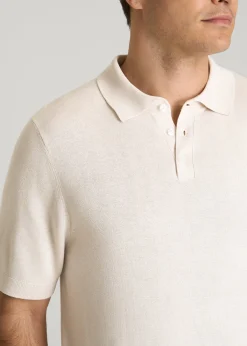 Linen Blend Knit Polo for Tall Men