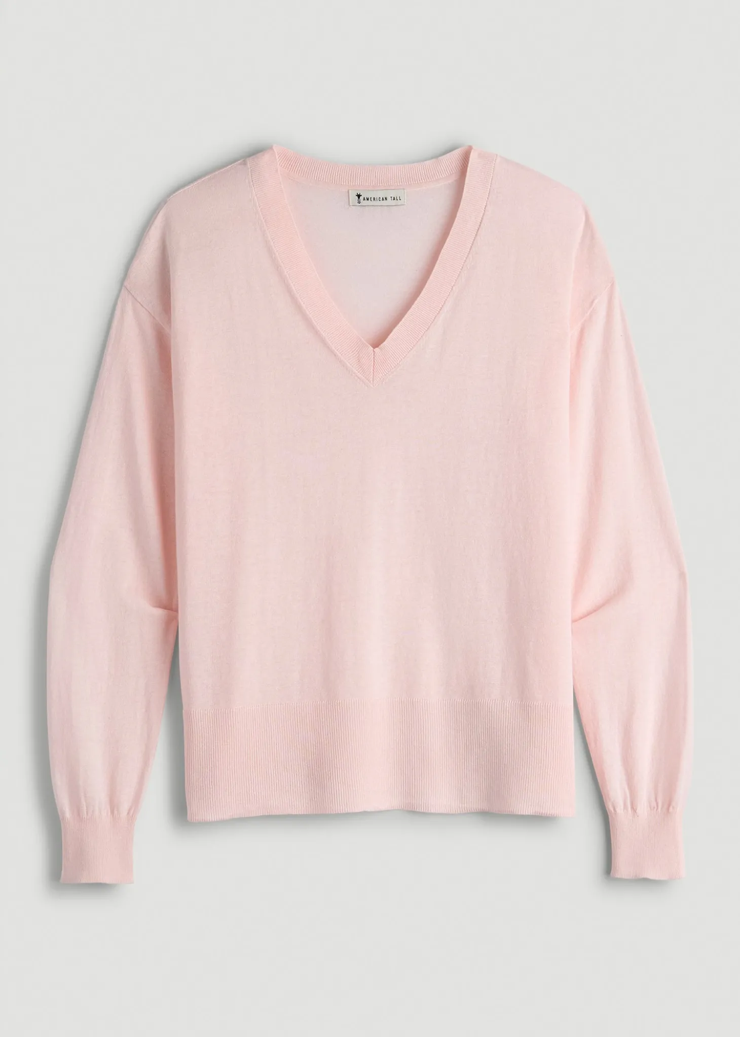 Linen Blend Split Hem V-Neck Sweater for Tall Women
