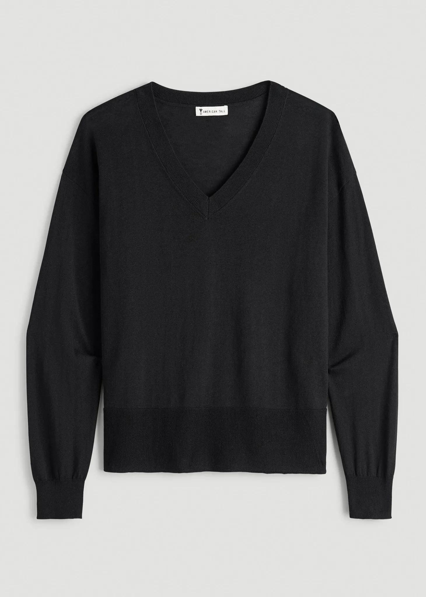 Linen Blend Split Hem V-Neck Sweater for Tall Women