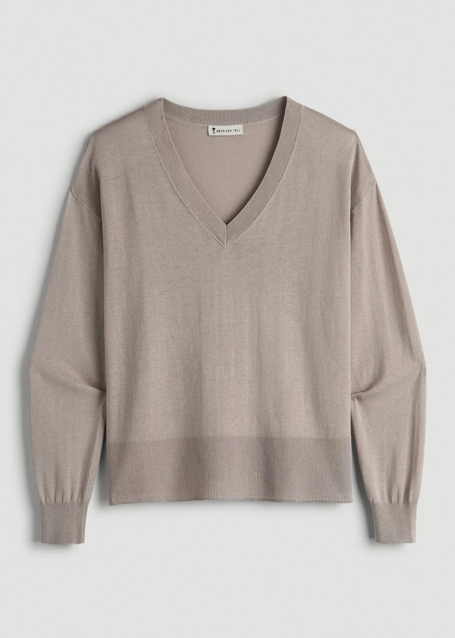 Linen Blend Split Hem V-Neck Sweater for Tall Women