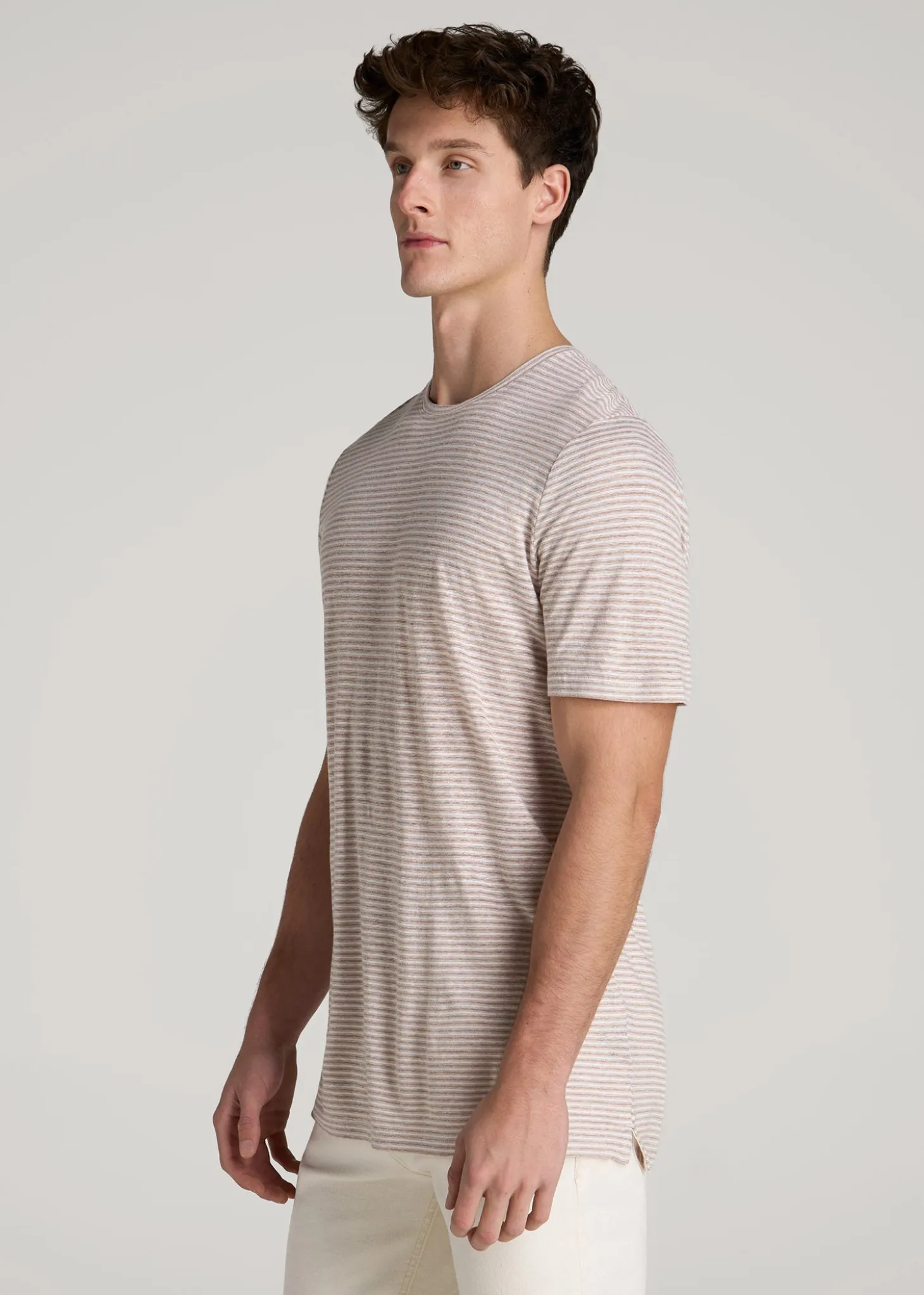Linen Crewneck T-Shirt for Tall Men