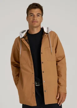 LJ&S Flannel-Lined Canvas Shirt Jacket for Tall Men