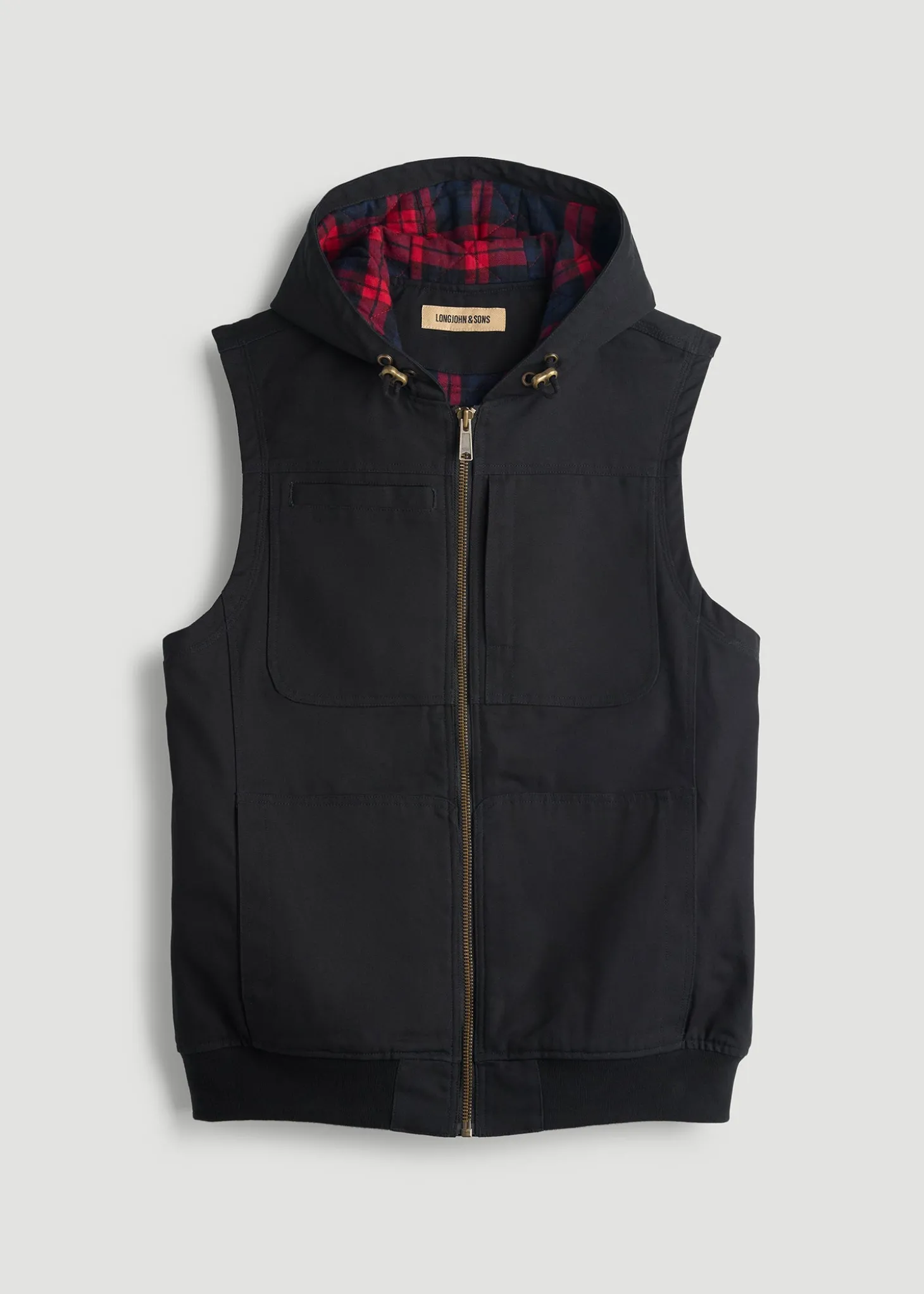 LJ&S Flannel-Lined Canvas Work Vest for Tall Men