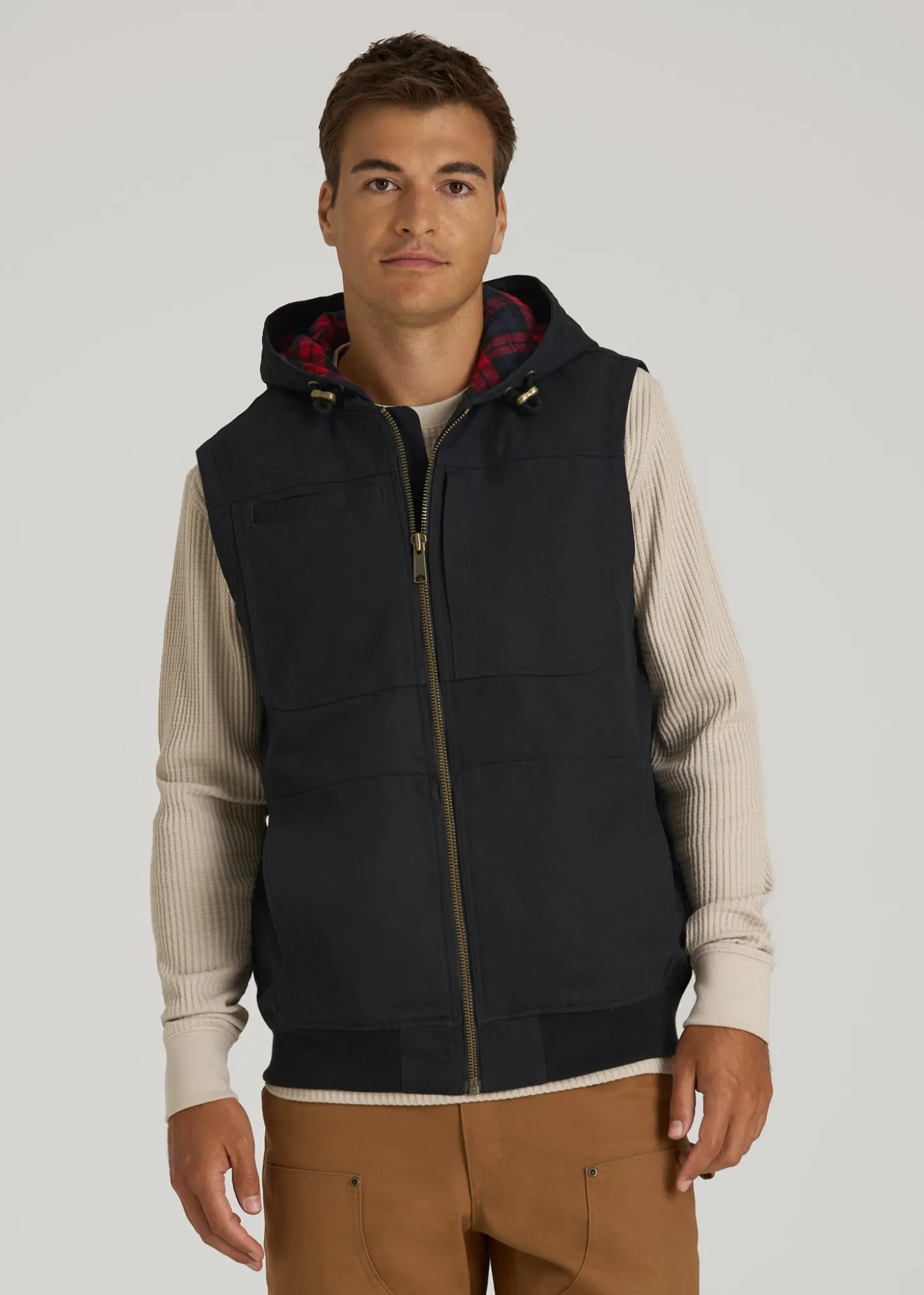 LJ&S Flannel-Lined Canvas Work Vest for Tall Men
