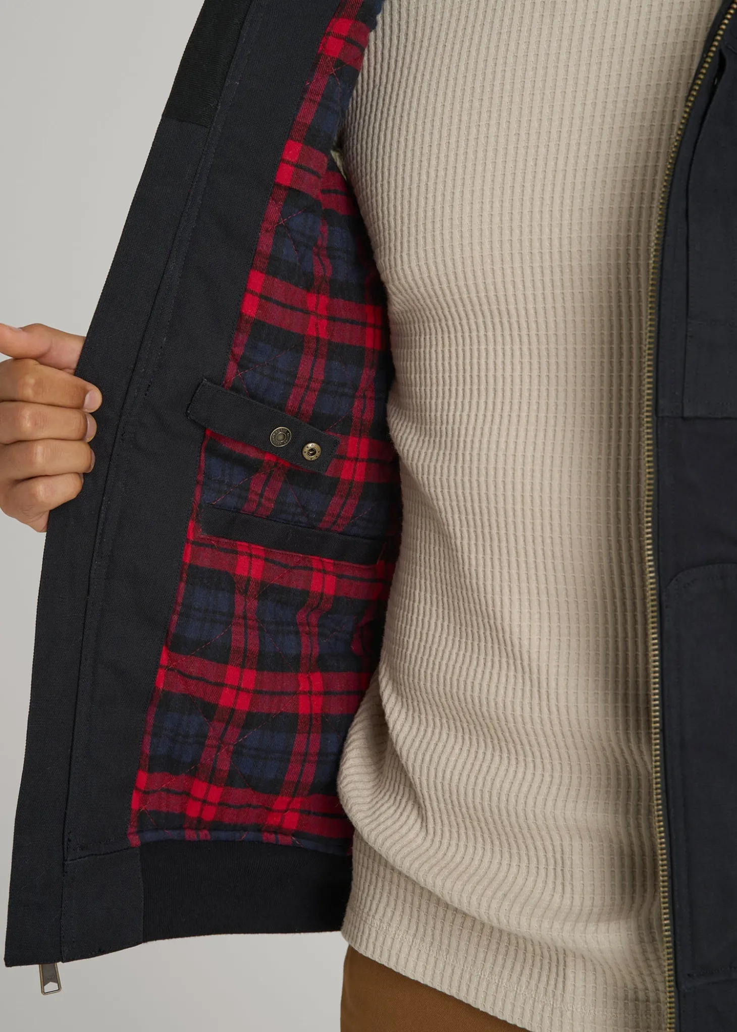 LJ&S Flannel-Lined Canvas Work Vest for Tall Men