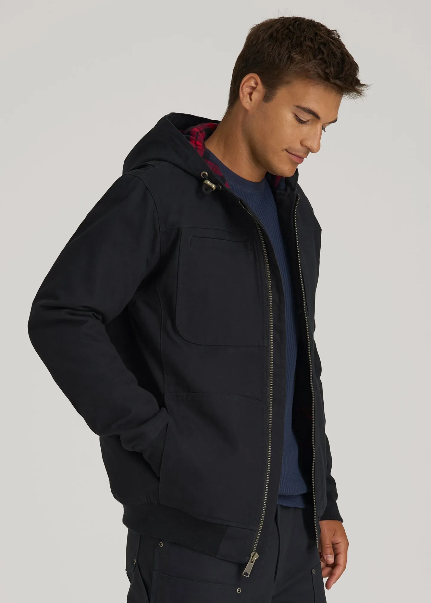 LJ&S Flannel-Lined Canvas Work Jacket for Tall Men