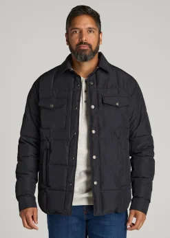 LJ&S Puffer Shirt Jacket for Tall Men