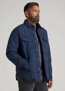 LJ&S Puffer Shirt Jacket for Tall Men