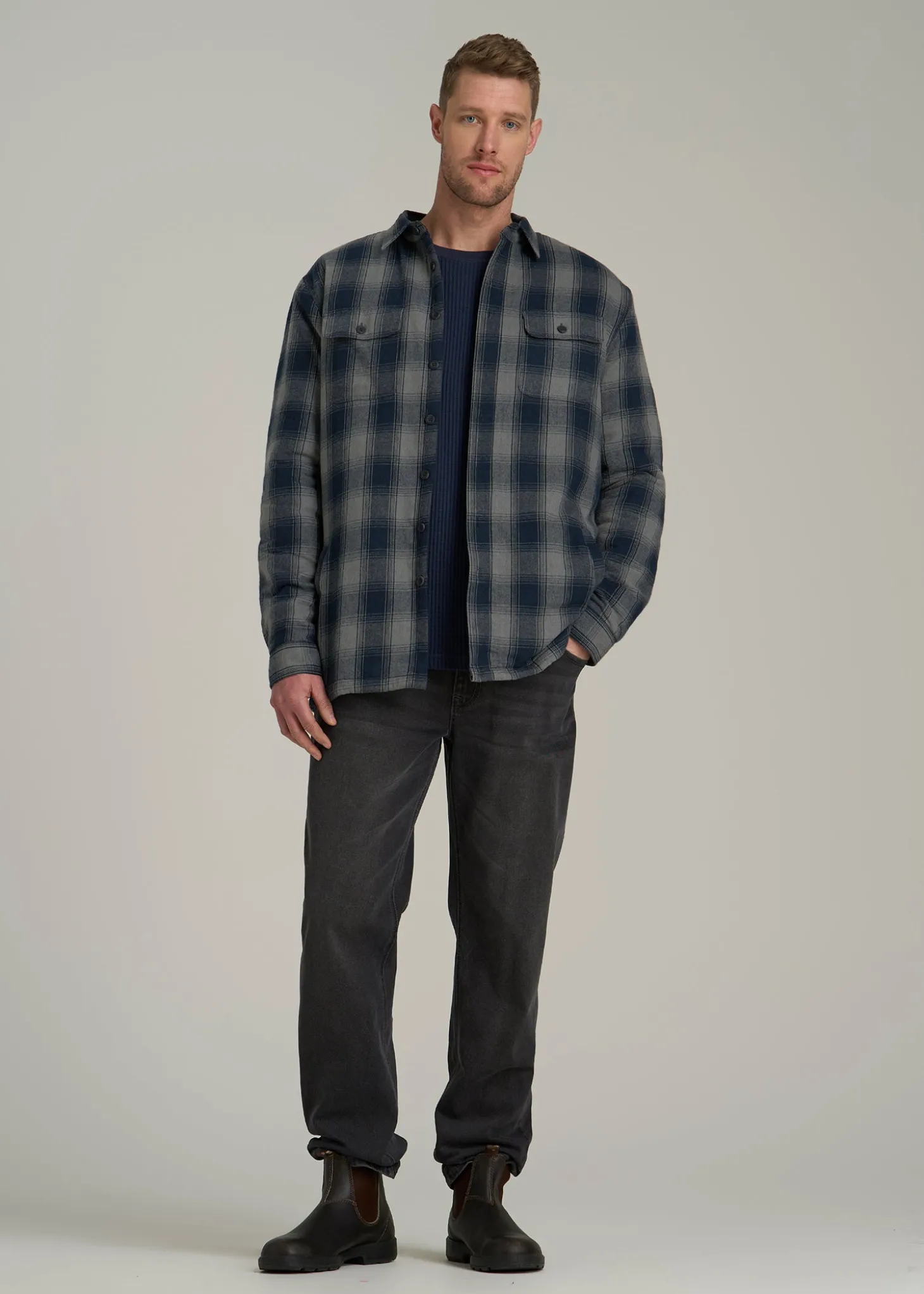 LJ&S Sherpa-Lined Shirt Jacket for Tall Men