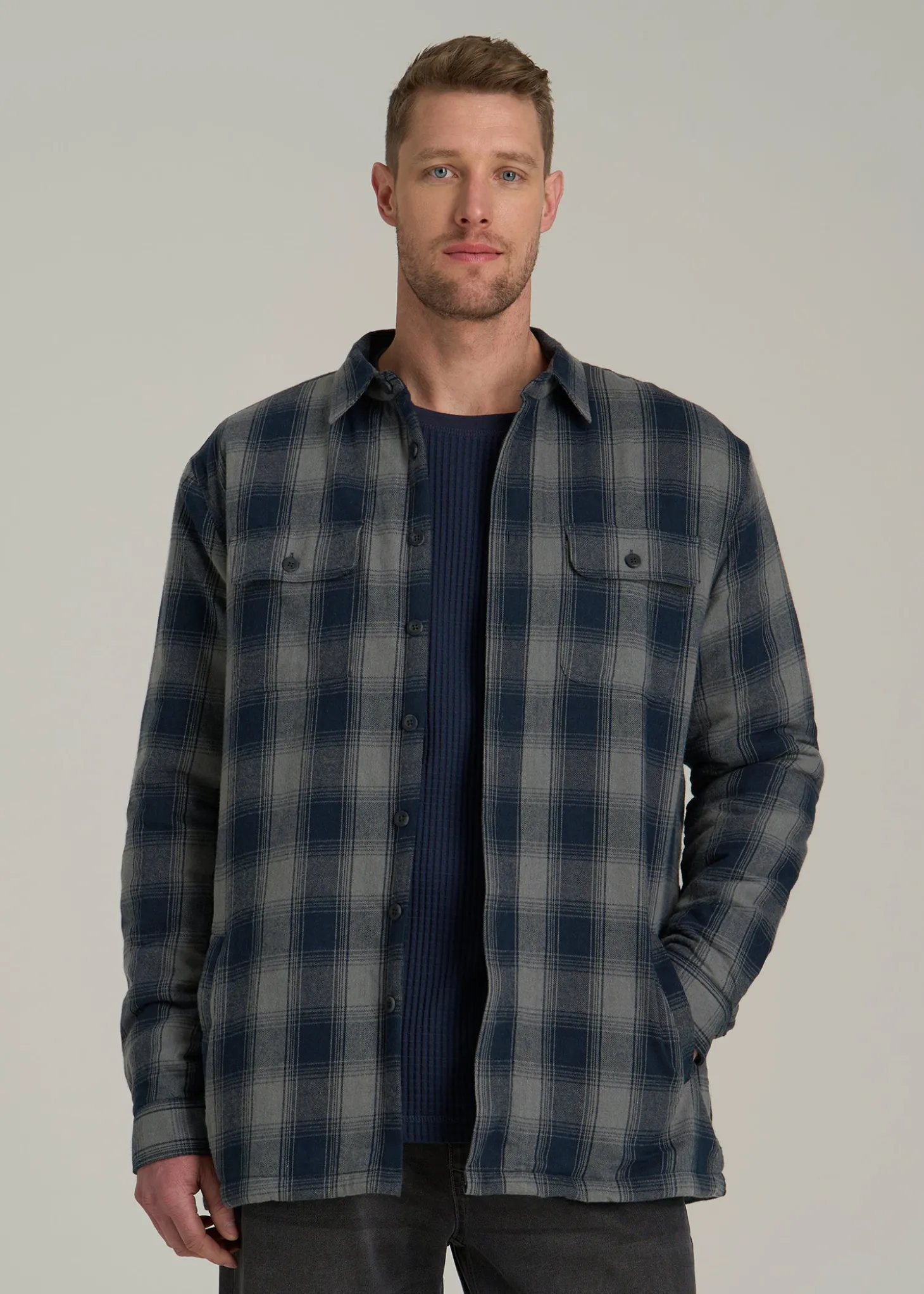 LJ&S Sherpa-Lined Shirt Jacket for Tall Men