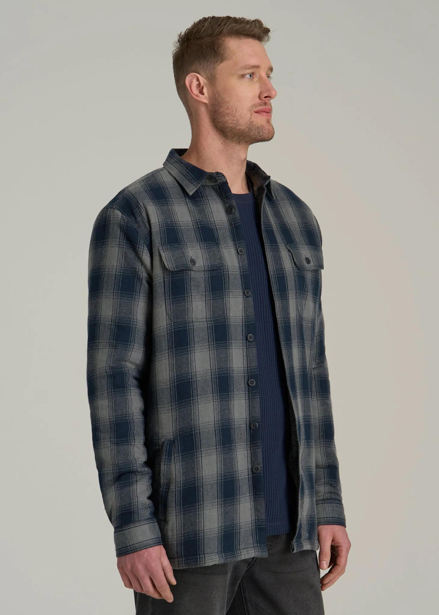 LJ&S Sherpa-Lined Shirt Jacket for Tall Men