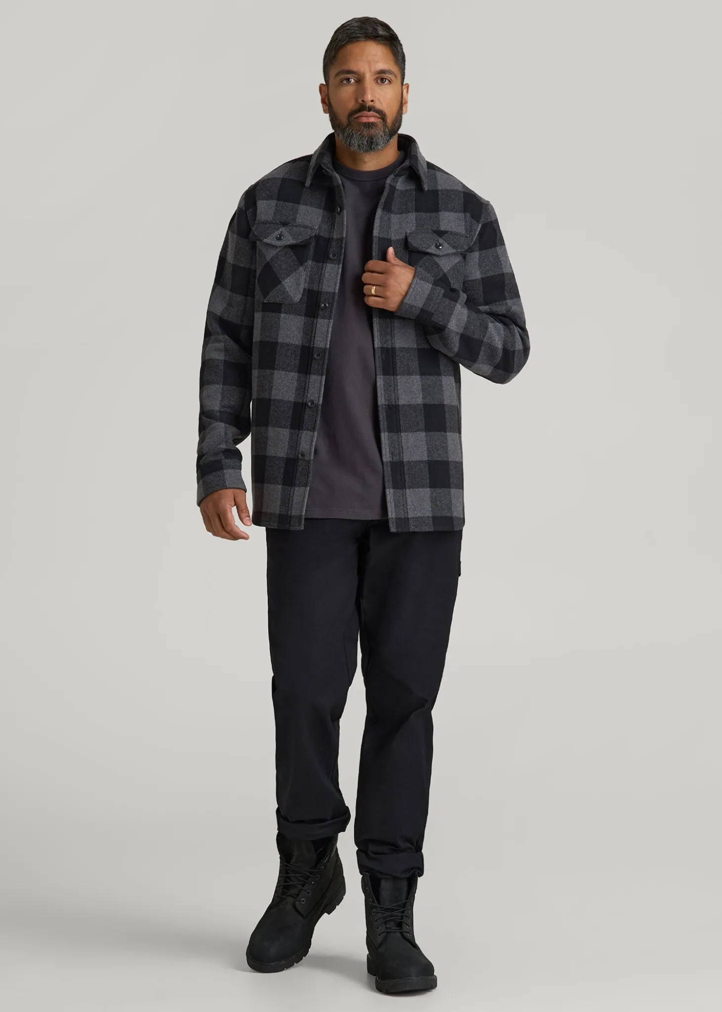 LJ&S Wool Blend Shirt Jacket for Tall Men