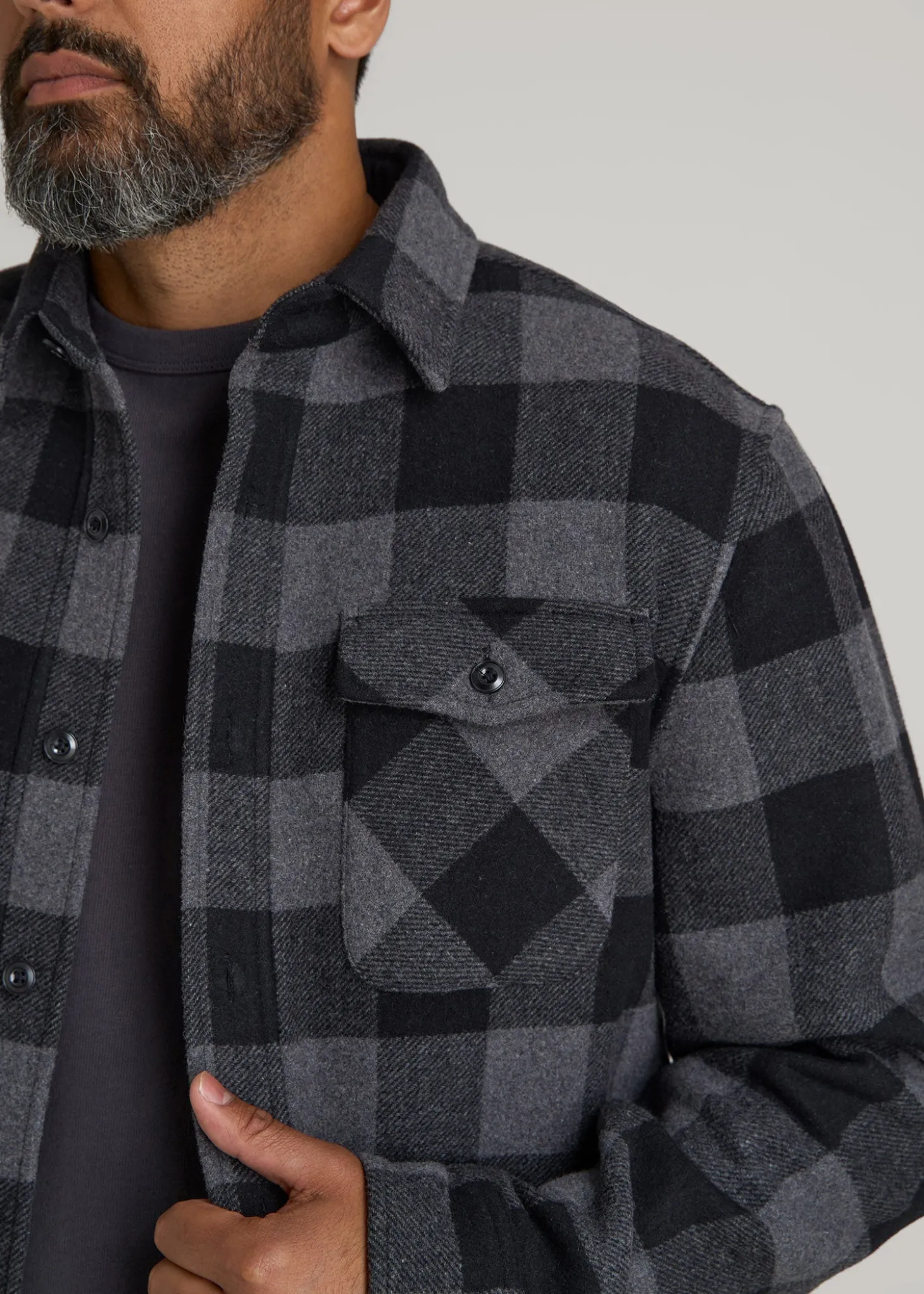 LJ&S Wool Blend Shirt Jacket for Tall Men