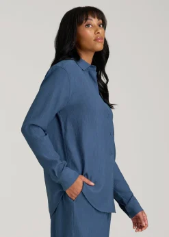 Long Sleeve Crinkle Blouse for Tall Women