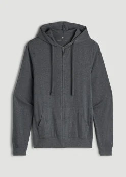 Long Sleeve Full Zip Jersey Hoodie for Tall Men