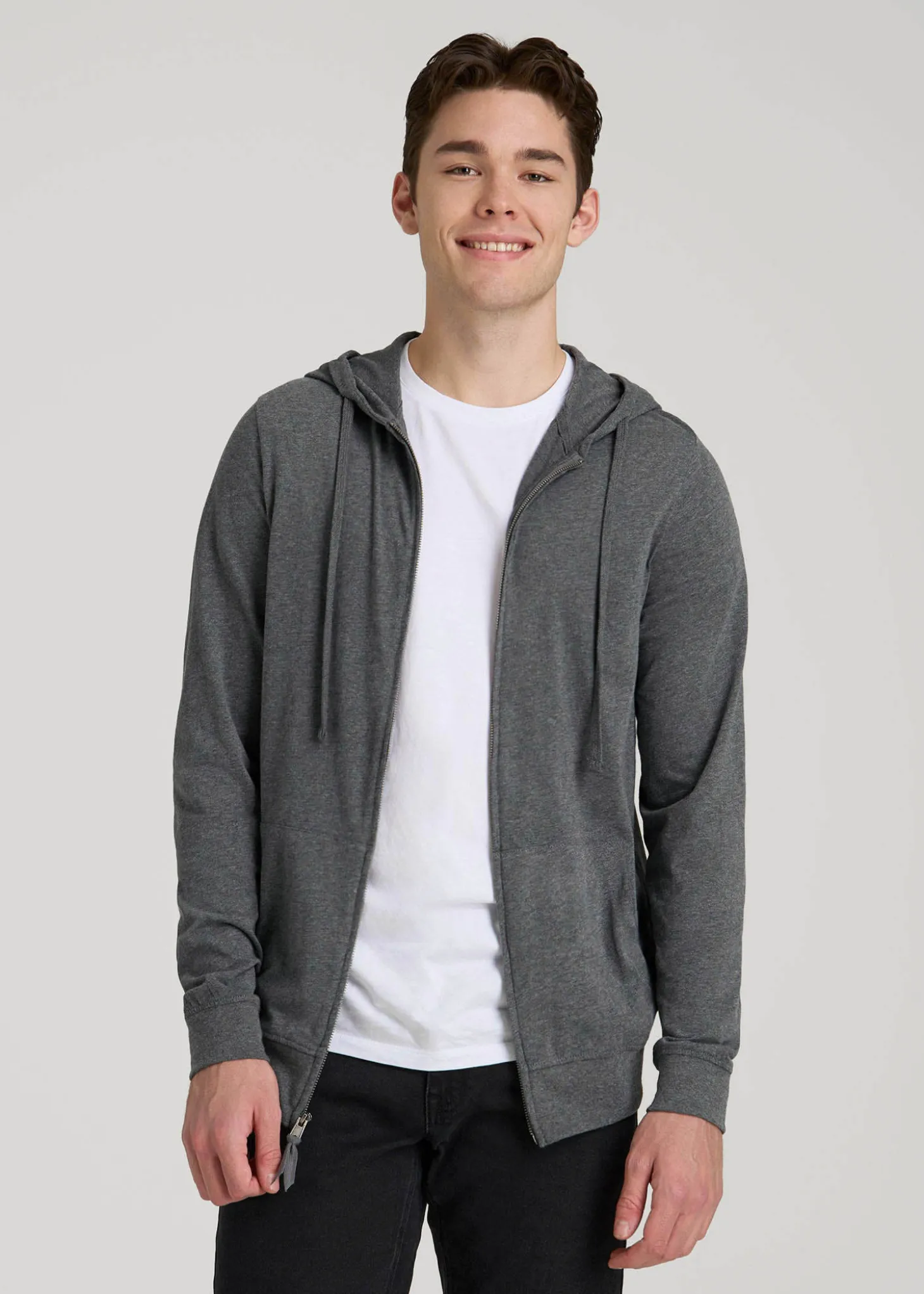 Long Sleeve Full Zip Jersey Hoodie for Tall Men