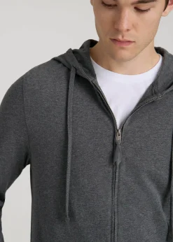 Long Sleeve Full Zip Jersey Hoodie for Tall Men
