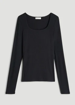Long Sleeve Ribbed Square Neck Top for Tall Women