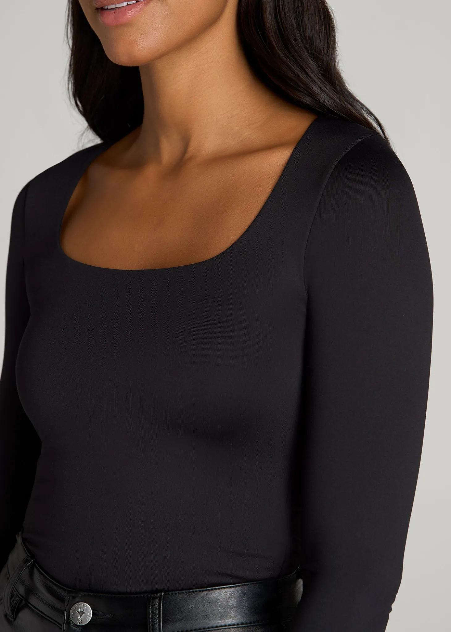 Long Sleeve Square Neck Bodysuit for Tall Women