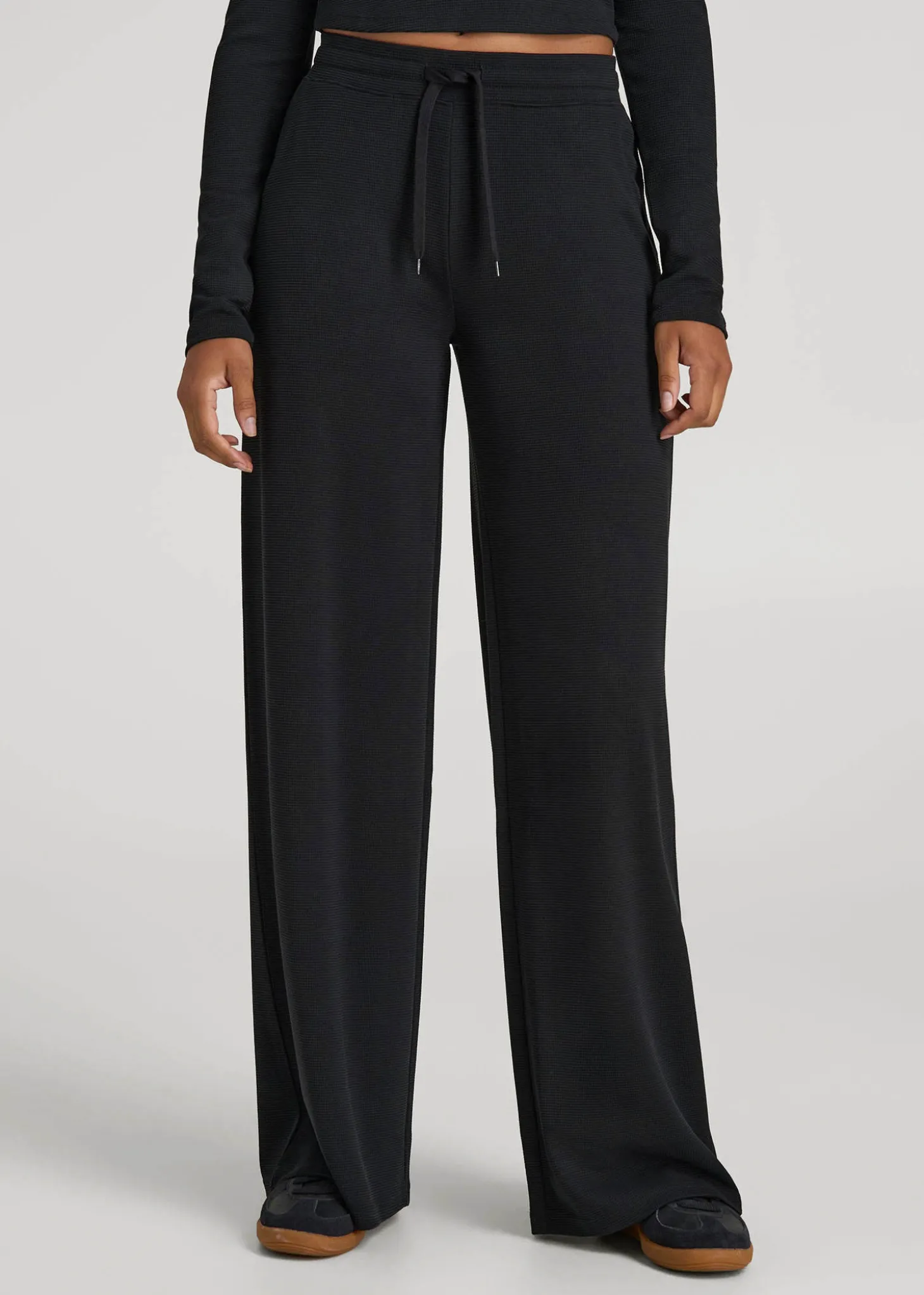 Mid-Rise Waffle Wide-Leg Pants for Tall Women